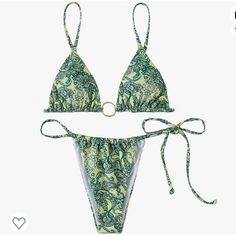 Soly Hux Bikini Sets For Women 2 Piece Swimsuits Sexy High Cut Bathing Suit Spaghetti Strap Triangle String Bikini In Multi (Green Paisley) Brand New, Never Worn Open To Offers Beachwear Swimwear With Paisley Print And Triangle Top, Paisley Print Triangle Top Swimwear For Vacation, Vacation Triangle Top Swimwear With Paisley Print, Amazon Fitted Beachwear Swimwear, Fitted Amazon Beachwear Swimwear, Paisley Print Triangle Top Swimwear For Beach Season, Fitted Swimwear For Pool By Amazon, Amazon Fitted Swimwear For Pool, Fitted Amazon Swimwear For Pool