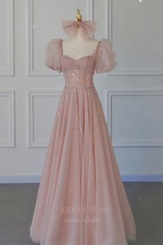 Pink A Line Prom Dress, Prom Dress Cute, Fairy Prom Dress, Off Shoulder Evening Dress, A Line Prom Dress, Cute Fairy, Beaded Prom Dress, Prom Dresses Vintage, Formal Party Dress