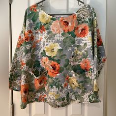 Like Brand New! So Beautiful! Pretty Colors. Can Be Very Dressy Or Casual With Jeans. Back Zipper. Non Smoker. Short Faux Fur Jacket, Leopard Print Jacket, Pretty Colors, Green Floral Dress, Light Blue Sweater, Anthropologie Top, Embroidered Top, Lace Blouse, Pretty Colours