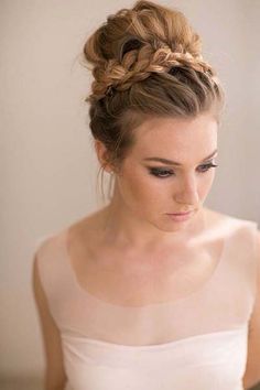 high-bun-braid-wedding-hair Gorgeous Braids, Bridal Braids, Beautiful Hairstyle, Vintage Wedding Hair, Peinados Recogidos, Beautiful Braids, Braided Hairstyles For Wedding, Coron, Wedding Hair And Makeup