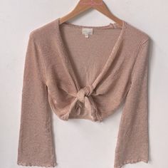 Dee Elly Rose Gold Long-Sleeve Tie Front Crop Top, Size M, Nwt New In Bag. Thank You So Much For Checking Out My Closet! I Love To Offer Great Deals And Will Always Take Offers Or Counter My Very Lowest Due To Pm Fees! I Ship Quick And Strive To Make Your Process Seamless! Please Note I Do Not Offer Measurements On Items And Those Questions Will Be Respectfully Left Unanswered. Have A Wonderful Day! Bnaa4 99-1180 Crop Top With Jeans, Satin Crop Top, Baby Graphic Tees, Front Crop Top, Tie Dye Crop Top, Scarf Top, Sweater Crop, Pink Crop Top, Cute Crop Tops