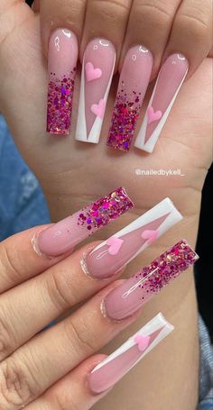 Long Acrylic Nail Designs, Classy Acrylic Nails, Long Acrylic Nails Coffin, Acrylic Nails Coffin Pink, Long Square Acrylic Nails, White Nail