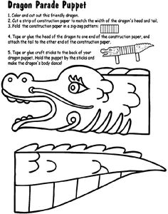 the dragon parade puppet with instructions for children to learn how to draw and paint it