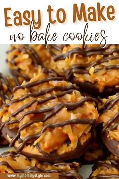 easy to make no bake cookies with chocolate drizzled on the top