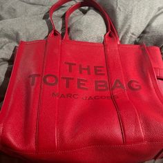 Red Leather Large Tote. Bag By Marc Jacob’s. I Wore This Bag For About A Week And It’s Been Sitting In My Closet. The Outside Need To Be Wiped Down But The Bag Is In Excellent Condition!! Red Tote Bag, Red Tote, Marc Jacobs Bag, Large Tote Bag, Large Tote, Womens Tote Bags, Red Leather, Marc Jacobs, Tote Bag