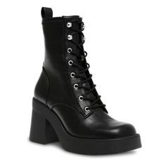 Brand New Without Box. Size 10. Lofted By A Towering Block Heel, This Classic Pair Of Combat Boots Are Designed With A Squared Toe For Modern Appeal. 3 1/2" Heel; 1" Platform (Size 6m) Square Toe Lace-Up Vamp Synthetic Upper And Sole Chunky Platform Lace-up Boots, Edgy Platform Boots For Work, Edgy Platform Boots For Workwear, Medium Width Heels With Lug Sole, Trendy Formal Lace-up Boots With Round Toe, Formal Trendy Lace-up Boots With Round Toe, High Heel Combat Boots, Western Riding Boots, Heel Combat Boots