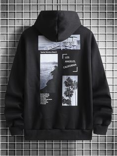 Negro Calle Collar manga larga Tela Letras Pullovers Embellished Elástico Ligero Otoño/Invierno Sudaderas para hombre Hoodies Print Ideas, Printed Hoodies Ideas, Street Wear Hoodies, Hoodie Design Inspiration, Cyberpunk Look, Hoodies Design Ideas, Sweatshirt Outfit Men