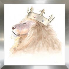 a drawing of a lion wearing a crown