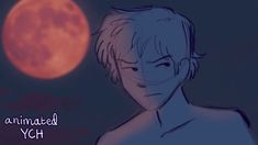 an animated image of a young man in front of a full moon with the words, i ammed ych on it