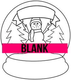 a snow globe with the word blank on it and a cartoon character holding an umbrella