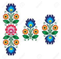 colorful flowers and leaves on white background