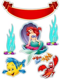 the little mermaid stickers are on display