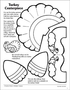 the turkey centerpiece is shown in black and white with an image of two turkeys