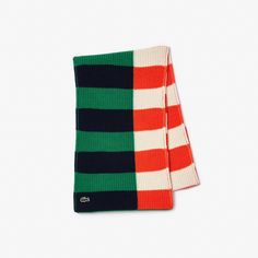 Women's Wool Contrast Stripe Colorblock Scarf - Women's Scarves & Gloves - New In 2023 | Lacoste Colorblock Scarf, Lacoste France, Color Block Scarf, Lacoste Women, Summer Scarf, Gray Winter, Striped Scarves, Summer Scarves, 2024 Collection