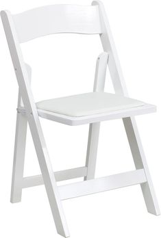 a white plastic folding chair against a white background