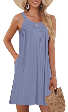 PRICES MAY VARY. 【Try RISK-FREE】: Wear COMFORTABLE or Your MONEY BACK! 30-day wear test! FREE shipping and returns. If for any reason you’re unhappy with your purchase, feel free to contact us. Imported Hand Wash Only 
MISFAY Bathing Suit Cover Ups for Women Pleated Scoop Neck Tank Dress Beach Dress Casual Halter Sundress with Pockets  
This summer beach cover up is lightweight and super soft ,but not see through, so you could dress it as a bikini coverup while you enter a resort restaurant from Beach Dress Casual, Halter Sundress, Trendy Romper, Halter Dress Summer, Bathing Suit Dress, Women Bathing, Suit Swimsuit, Swimwear Dress, Woman Beach