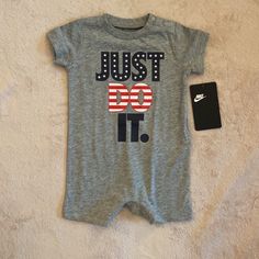 Nike Baby Boys Romper Size 6 Months. Gray In Color. Brand New! Nike Cotton Onesie For Playwear, Nike Casual Onesie For Playtime, Casual Nike Onesie For Playtime, Nike Jumpsuit, Nike Romper, Grey One Piece, Velour Jumpsuit, Terry Cloth Romper, Fitted Romper