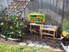 an outdoor play area in the backyard