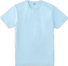 Fitted Light Blue Cotton T-shirt, Light Blue Fitted Cotton T-shirt, Classic Blue Plain Top, Classic Blue Stretch Tops, Basic Light Blue Plain T-shirt, Basic Light Wash Crew Neck T-shirt, Plain Light Blue T-shirt, Classic Fitted Blue T-shirt, Straight Cut