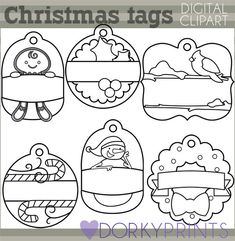 christmas tags clipart for kids to print and use on crafts, cards or other projects