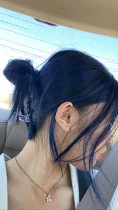 Dye Eyelashes, Cover White Hair, Midnight Blue Hair, Salon Hair Color, Blue Black Hair, Dark Blue Hair, Hair Color Underneath, Hair Color Streaks