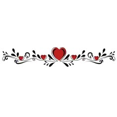 a red and black border with hearts on it