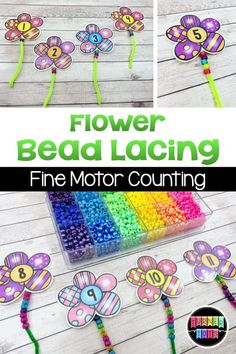 flower bead lagging fine motor counting game for toddlers to practice number recognition