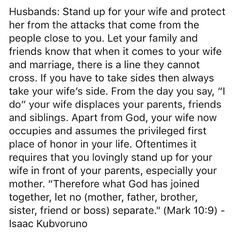 a poem written in black and white with the words husband's stand up for your wife and protect her from the attacks that come from the people close to you