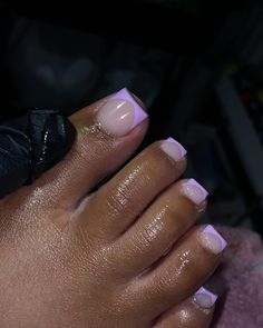 #DMVNAILS : CASH ONLY on Instagram: "French 💜 FOLLOW : @srirachanails for MORE 😍. • • • • • • • • • • • • • • • • • #blacknailtech #longnails #atlantanails #dmvnails…" Acrylic Pedicure, Purple Pedicure, Purple Toe Nails, French Toe Nails, Pedicure Designs Toenails, Purple Tips, Gel Toe Nails, Purple Acrylic Nails, Acrylic Toes