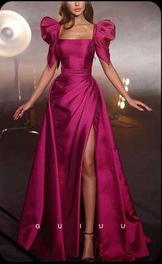 Pink dress Glamorous Evening Dresses, Senior Prom Dresses, Floor Length Prom Dresses, Formal Party Dress, Satin Prom Dress, Glam Dresses, Formal Party, Formal Evening Dresses, الرسومات اللطيفة