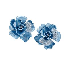 Baby Blue Camelia Earrings | Over The Moon Sophisticated Women, Bow Ring, Flower Tops, Bow Earrings, Blue Rose, Diamond White, Rihanna, Royals, Baby Blue