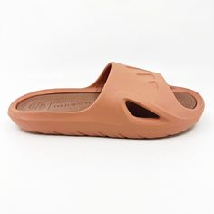 Condition: New Size: Men's  Material: Synthetic Color: Clay Style: Athletic Casual Breathable Brown Sandals, Brown Casual Breathable Sandals, Casual Brown Breathable Sandals, Casual Brown Flat Sport Sandals, Casual Brown Non-slip Sport Sandals, Breathable Comfortable Flat Slides, Comfortable Breathable Slides, Adidas Sports Slides With Rubber Sole, Casual Open Toe Sandals, Fade-resistant