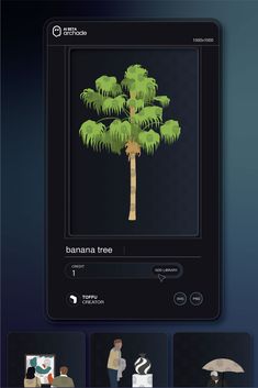 an animated palm tree is shown on the screen, and it appears to be in 3d