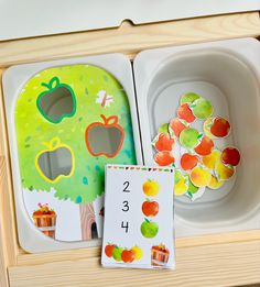 an apple themed counting and matching activity for kids