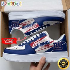 Custom NFL New York Giants Air Force 1 Shoes Sports Sneaker For Fans Step into style and comfort with our Air Force 1 Shoes, a timeless icon in the world of footwear. Designed for ultimate versatility, these sneakers seamlessly blend fashion and functionality. The classic silhouette pays homage to its heritage while incorporating modern elements for a contemporary edge. Crafted with precision, the shoes feature premium materials for durability and a luxurious feel. The cushioned midsole provides Air Force 1 Shoes, Nfl New York Giants, Nfl Buffalo Bills, Sneaker Lovers, Nfl Logo, Nfl Sports, Style Savvy, Buffalo Bills, Sport Football