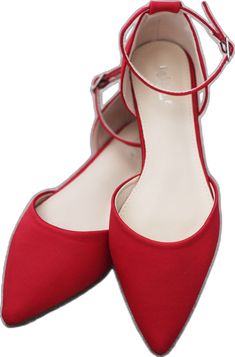 Pointed Toe Flats For Prom With Low Heel, Low Heel Pointed Toe Flats For Prom, Party Flats With Heel And Ankle Strap, Flats With Ankle Strap, Pointy Toe Flats, Shoes Collection, Red Satin, Formal Wear, Shoe Collection