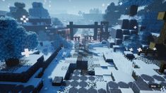 an image of a snowy landscape in minecraft