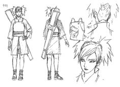 some sketches of the characters from naruta