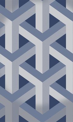 metallic geometric wallpaper Living Room Navy Blue Geometric Wallpaper, Living Feature Wall, Navy And White Wallpaper, Interlocking Shapes, Tattoo Modern, Modern Home Design, Deep Winter, Beach House Interior, Geometric Wallpaper