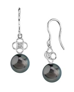 Tahitian South Sea Pearl & Diamond Lacy Earrings Tahitian Pearl Earrings In White Gold For Formal Occasions, Formal Tahitian Pearl Earrings In White Gold, Luxury Tahitian Pearl Earrings In White Gold, Tahitian Pearl Earrings In White Gold For Anniversary, Classic Tahitian Pearl Earrings In White Gold, Classic White Gold Tahitian Pearl Earrings, Luxury Tahitian Pearl Earrings For Anniversary, Elegant Tahitian Pearl Earrings Gift, Elegant White Gold Tahitian Pearl Earrings