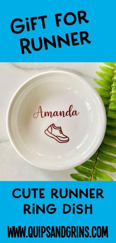 a white bowl with the words, gift for runner on it