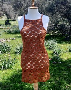 %100 cotton brown crochet. Yara Crochet Knit Mini Dress please contact for size Crochet Summer Dress, Crochet Brown, Dolce And Gabbana Runway, Crochet Outfits, Brown Mini Dress, Crochet Summer Dresses, Brown Crochet, Crochet Summer, Knit Mini Dress