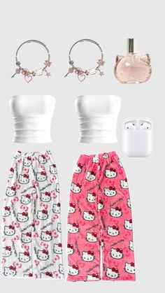 Cute Matching Pajamas For Best Friends, Best Friend Matching Pajamas, Hello Kitty Pants Outfit, Matching Fits Friends, Matching Outfits For Friends, Matching Clothes For Best Friends, Matching Outfits For Best Friends, Matching Best Friend Outfits, Duo Outfit Ideas