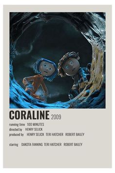 the poster for coraline is shown with two people in front of an ocean wave