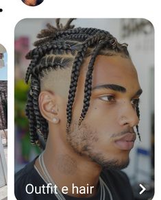 Edgy Hair Men, Cornrows Into Braids, Black Mens Braids Hairstyles, Men’s Box Braids Short Hair, Protective Hairstyles Men, Braids Cornrows Ideas, Male Dreadlock Hairstyles, Men’s Twists, Male Black Hairstyles