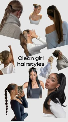 #clean girl#hairstyles#pretty#hair#aesthetic Pretty Hair Aesthetic, Clean Girl Motivation, School Clean Girl, Clean Girl Food, Modern Bridal Makeup, Clean Hairstyles, Clean Girl Hair, Hairstyle Elegant, High School Hairstyles