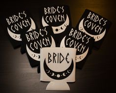 six black and white stickers with the words bride's covered in crescents