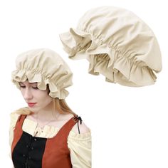 PRICES MAY VARY. Package Includes: Medieval Cap for women *1, aviailable in 4 colors, beige/black/brown/darked. Adjustable Size: Bonnet hat with elastic band in the middle, one size fit most people with head circumference 19.68"-23.62" (50cm-60cm). Material: This night cap with ruffle brim is made of quality linen which is very soft and skin-friendly, can be wear as a decent medieval hat. Occasions: Great for women's colonial pioneer cosplay, ren faire costume, victoria servant and nurse headwea Victorian Bonnet, Cottagecore Hat, Medieval Hats, Ren Faire Costume, Victorian Hats, Pastors Appreciation, Maid Cosplay, Vintage Tea Party, Nursing Cap