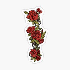 red roses sticker with green leaves on the bottom and one flower in the middle