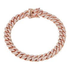 "This classic the Cuban link chain bracelet is completely composed of 14K solid gold and is detailed with genuine GVs1 quality natural real pavé diamonds. This bracelet is finished with a secure clasp . NOTE: This item is available in longer or shorter length options. Kindly email us for pricing and details. ♦ Total Length: available in your choice of 6.5, 7, 7.5, 8, 8.5, and 9 inches ♦ Link Dimensions: approximately 8mm (W) x 10mm (L) x 3.15mm thick ♦ Weight: 36.8 grams of 14K solid gold in the Luxury Rose Gold Cuban Link Bracelets, Rose Gold Chain Bracelet For Formal Occasions, Elegant Rose Gold Curb Chain Bracelet, Formal Rose Gold Chain Link Bracelet, Rose Gold Link Chain Bracelet, Rose Gold Chain Bracelet Fine Jewelry, Rose Gold Chain Link Bracelet For Formal Occasions, Classic Rose Gold Bracelet With Chain Detail, Fine Jewelry Jubilee Chain Link Bracelet